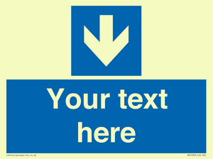 Custom Mandatory directional sign, blue arrow down